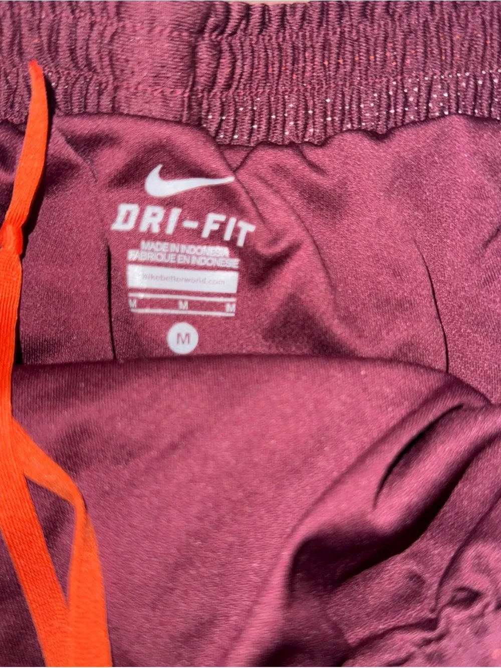 Virginia Tech Hokies Womens Maroon Nike Dri-Fit Running Shorts Sz Medium NCAA